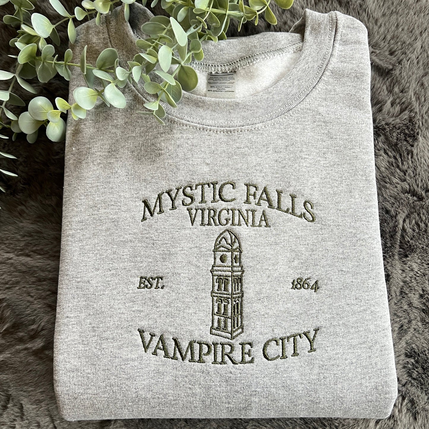 MYSTIC FALLS TVD EMBROIDERED SWEATSHIRT