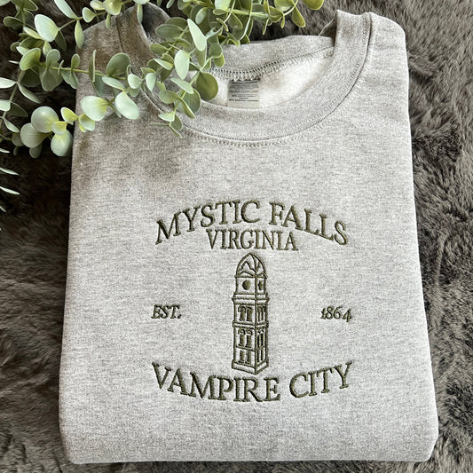 MYSTIC FALLS TVD EMBROIDERED SWEATSHIRT