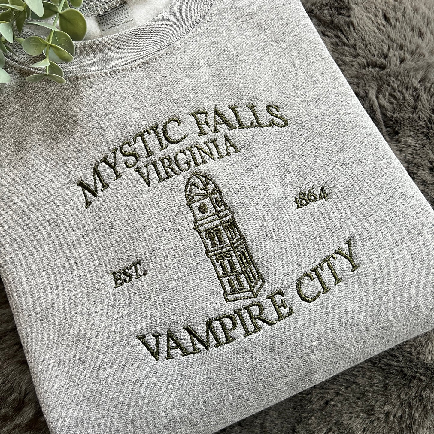 MYSTIC FALLS TVD EMBROIDERED SWEATSHIRT