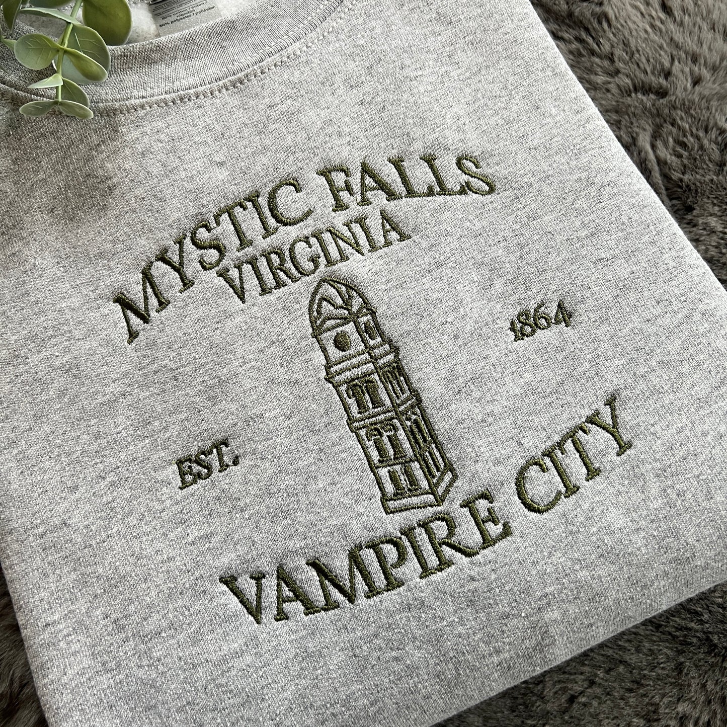 MYSTIC FALLS TVD EMBROIDERED SWEATSHIRT