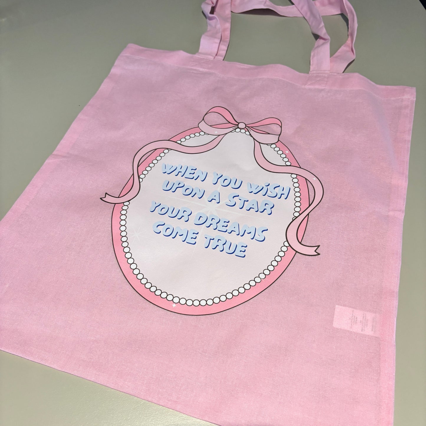 WHEN YOU WISH UPON A STAR LIGHTWEIGHT PINK TOTE
