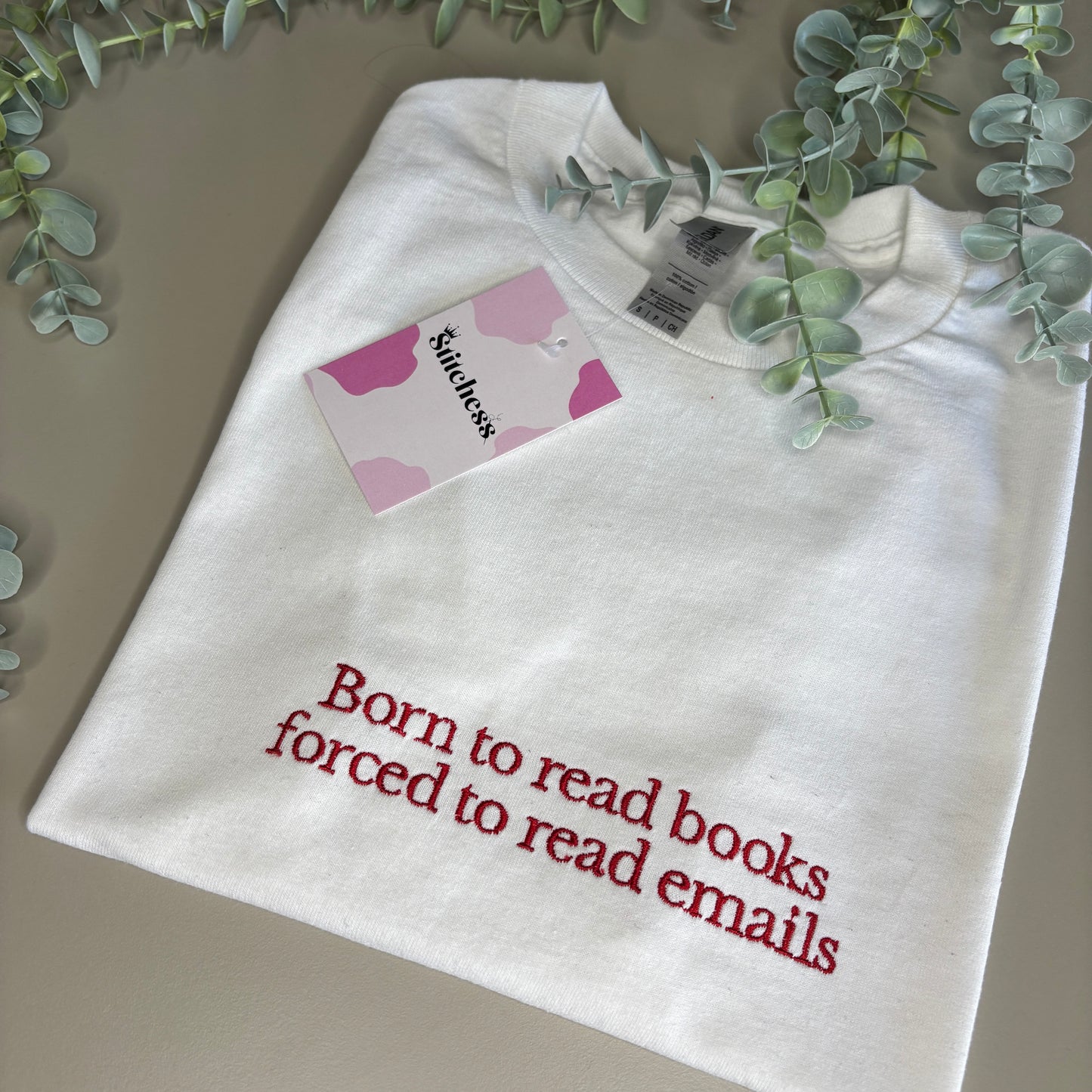 BORN TO READ BOOKS EMBROIDERED SWEATSHIRT/ T-SHIRT