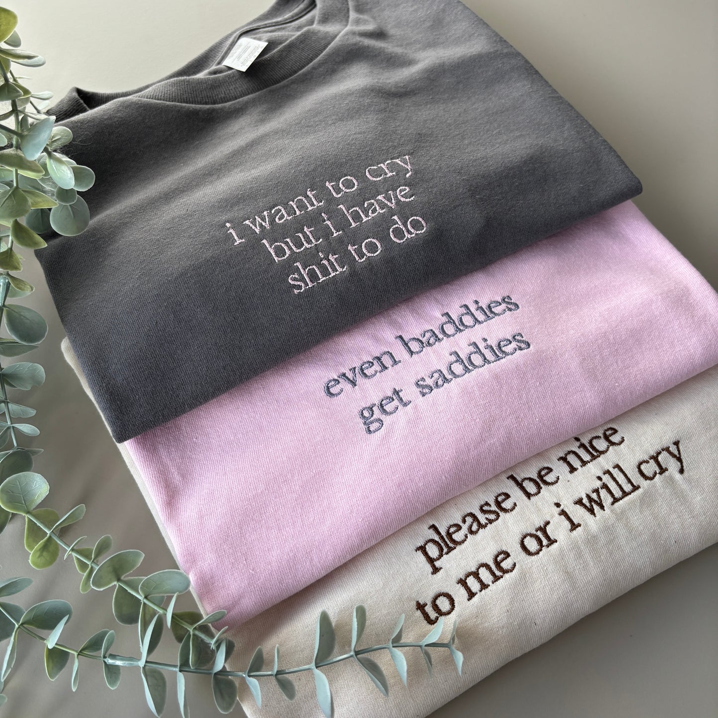 CUSTOM EMBROIDERED SLOGAN T-SHIRT