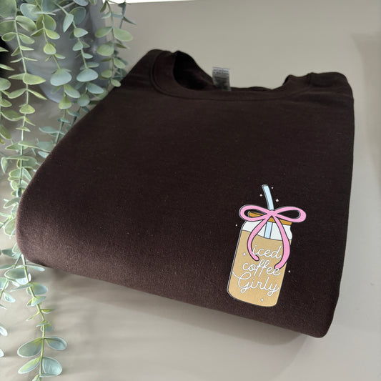 ICED COFFEE GIRLIE PRINTED T-SHIRT/SWEATSHIRT