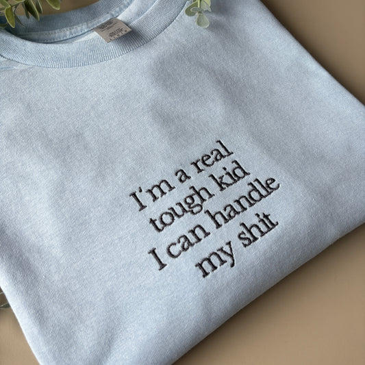 REAL TOUGH KID EMBROIDERED T-SHIRT/SWEATSHIRT