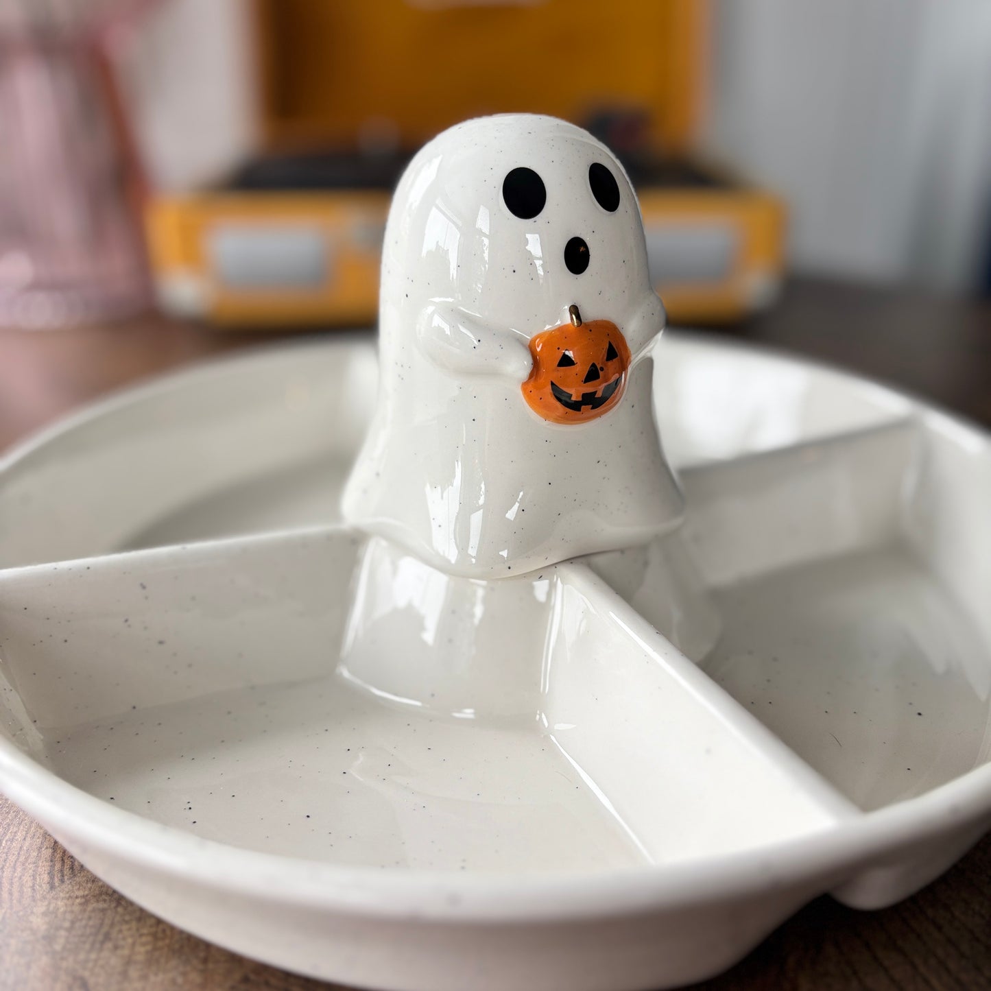 SPOOKY GHOST CERAMIC SNACK DISH