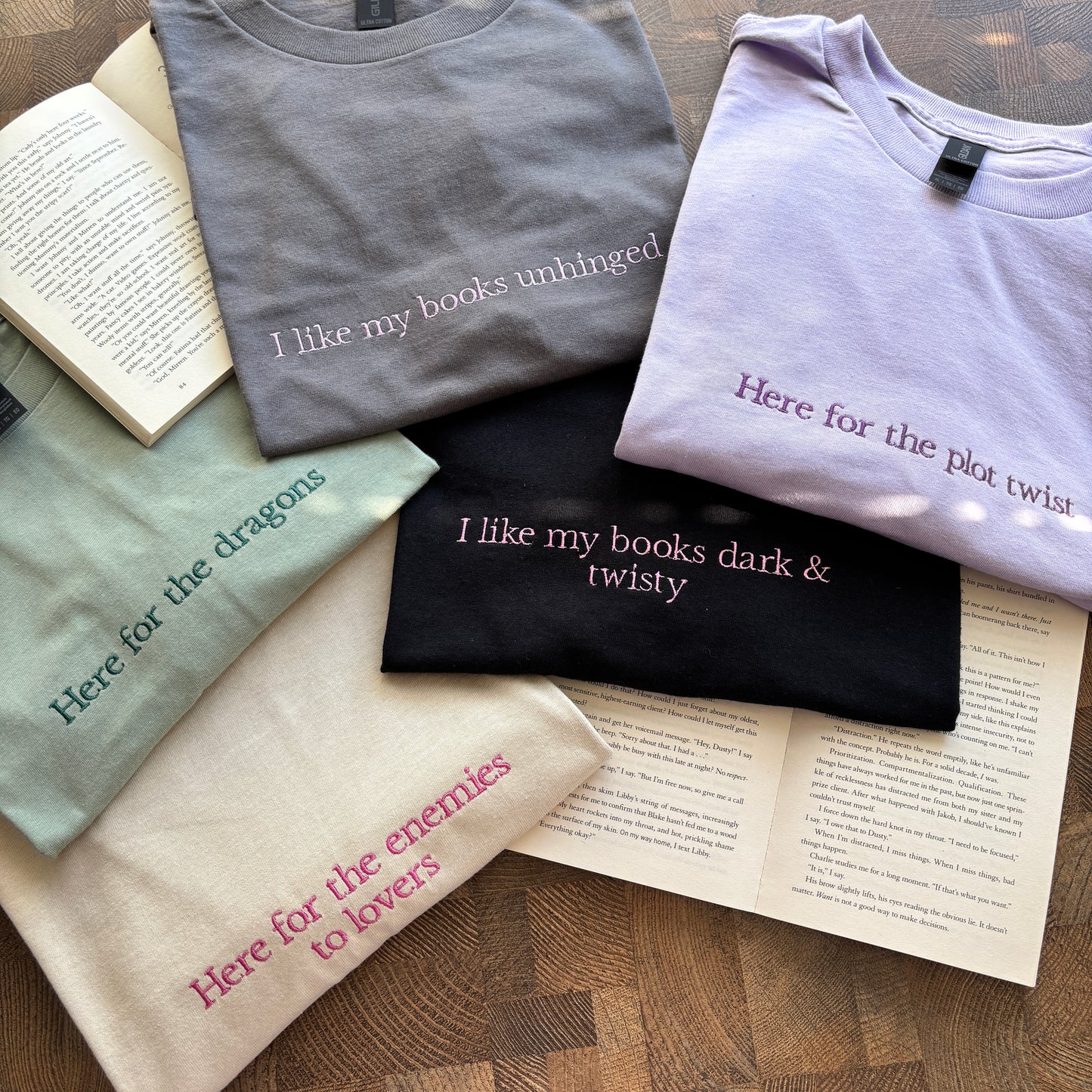 THE PASTEL BOOKSHELF X STITCHESS BOOKISH SLOGAN T-SHIRTS