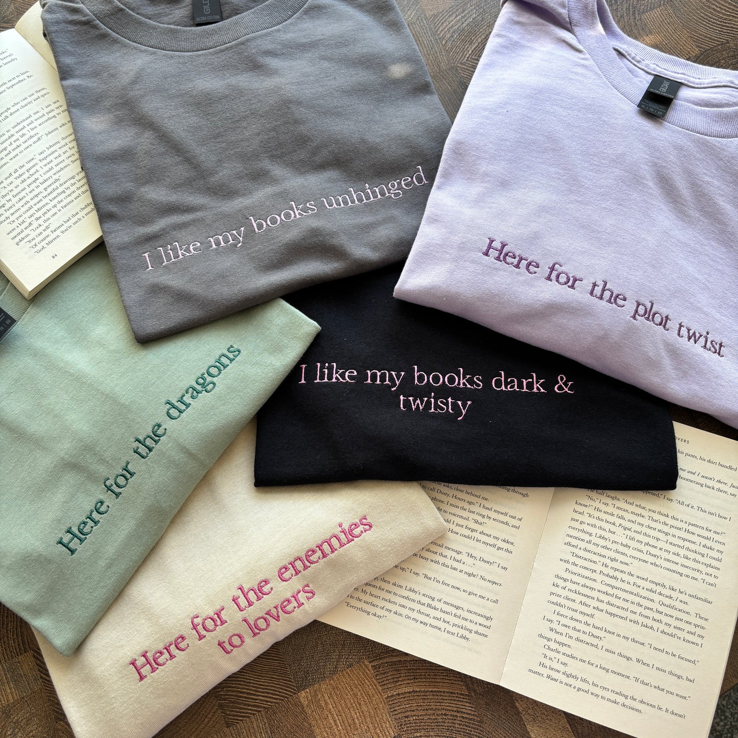 THE PASTEL BOOKSHELF X STITCHESS BOOKISH SLOGAN T-SHIRTS
