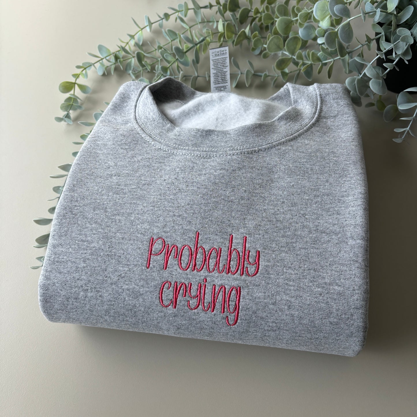 PROBABLY CRYING EMBROIDERED SWEATSHIRT