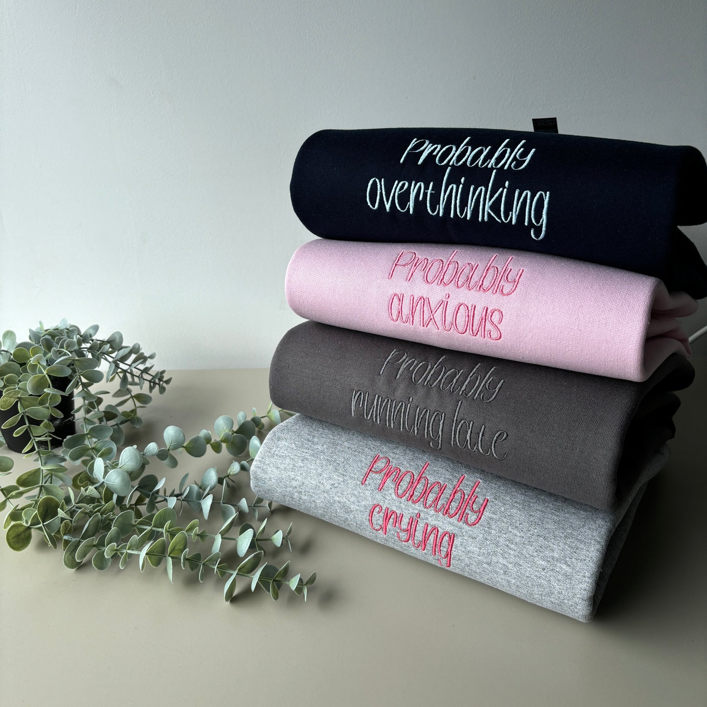PROBABLY CRYING EMBROIDERED SWEATSHIRT