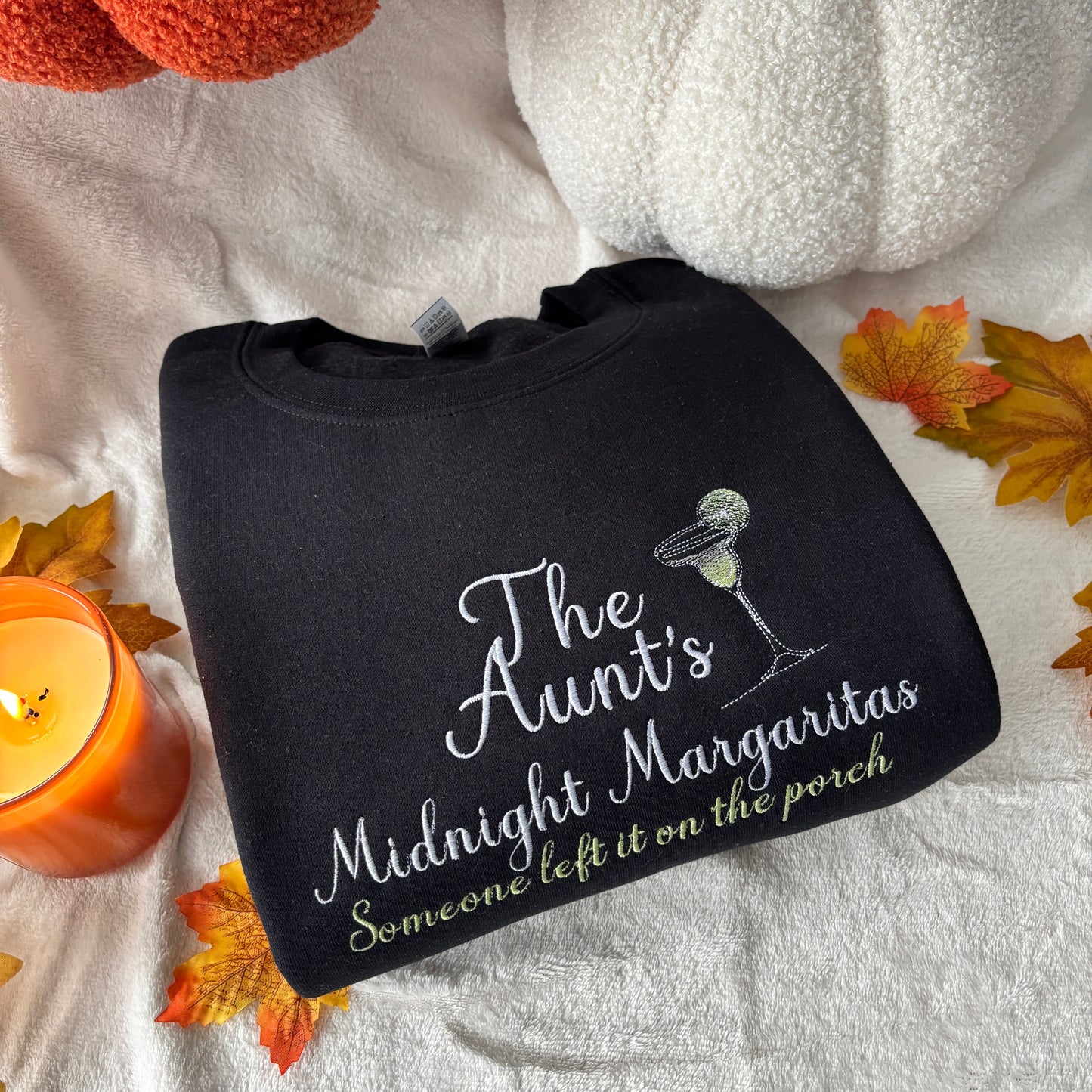 THE AUNTS MIDNIGHT MARGARITAS EMBROIDERED SWEATSHIRT