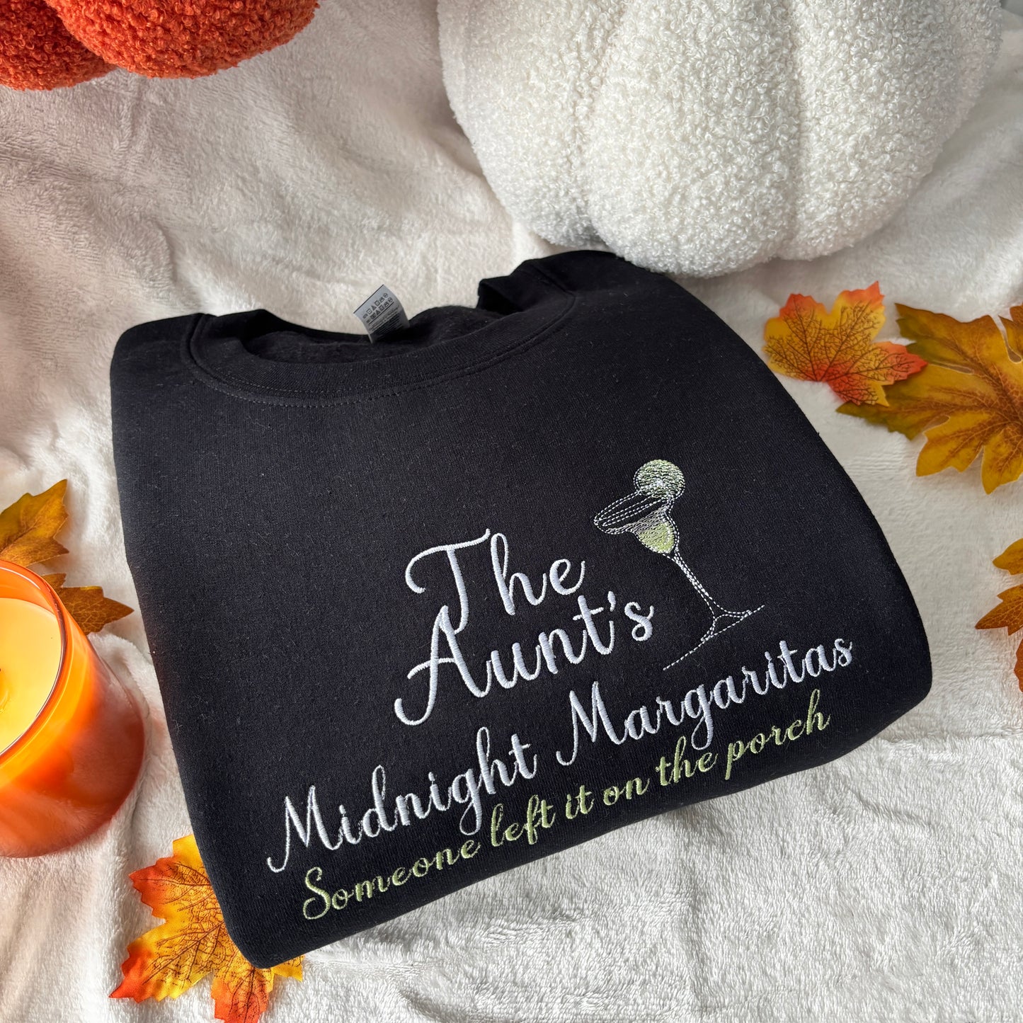 THE AUNTS MIDNIGHT MARGARITAS EMBROIDERED SWEATSHIRT