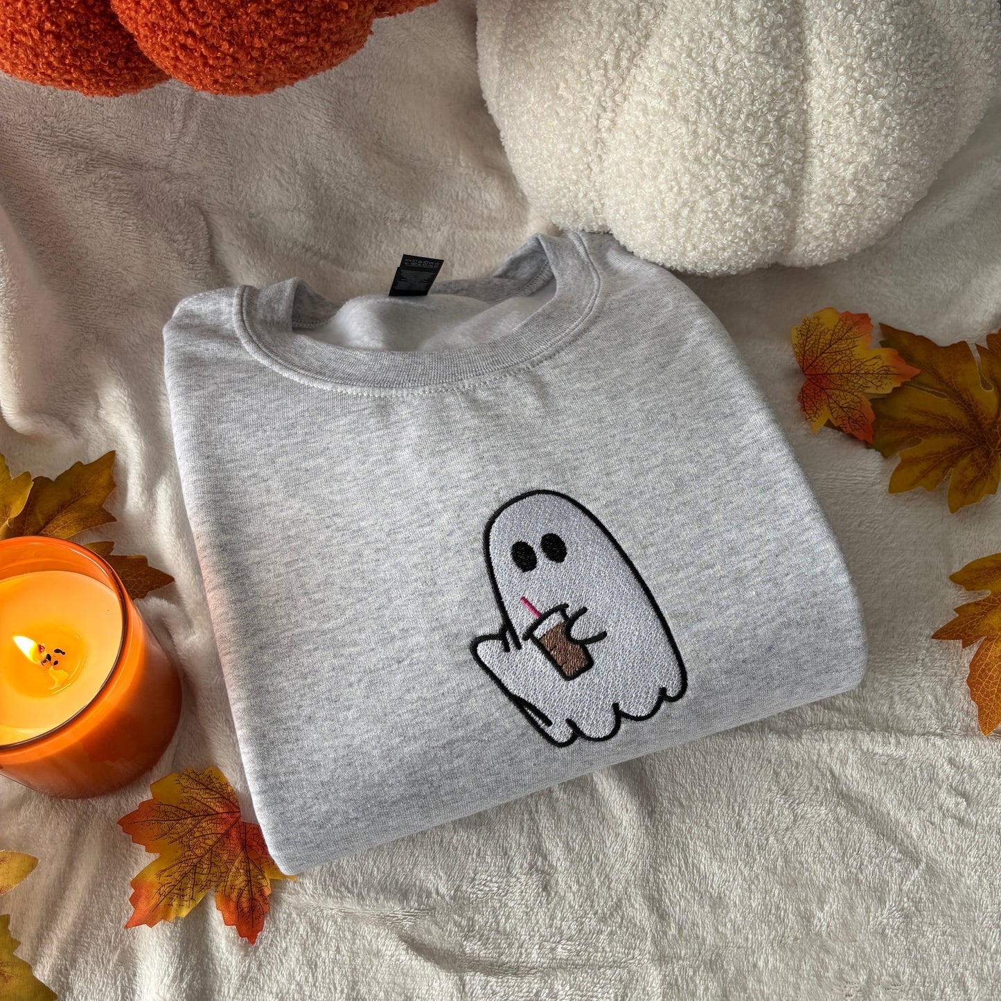 ICED COFFEE GHOST EMBROIDERED SWEATSHIRT