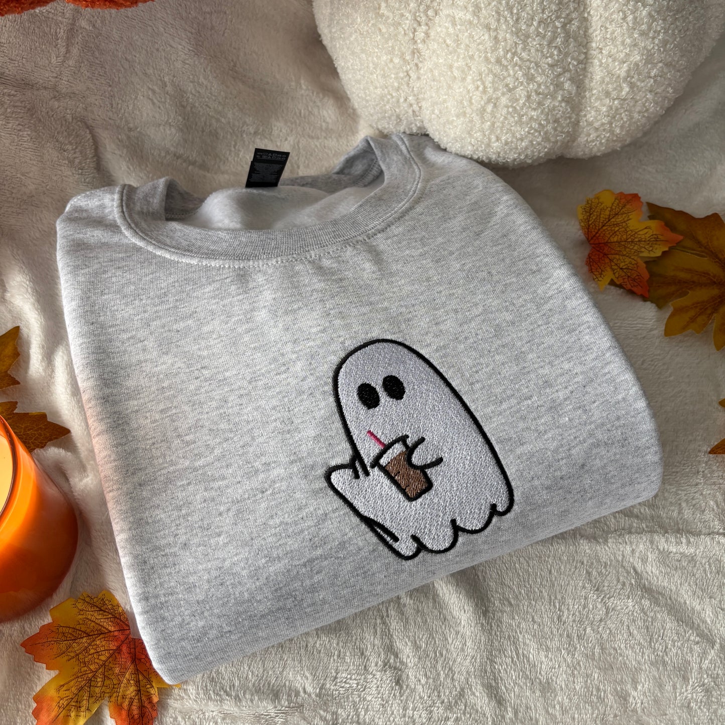 ICED COFFEE GHOST EMBROIDERED SWEATSHIRT
