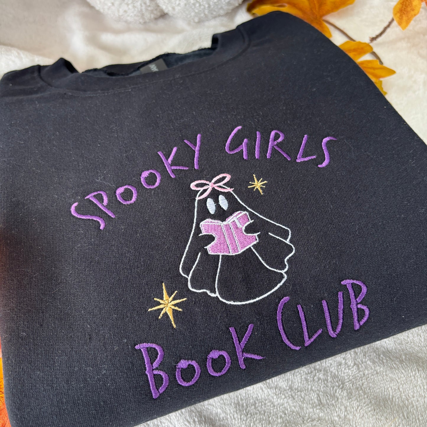 SPOOKY GIRLS BOOK CLUB EMBROIDERED SWEATSHIRT