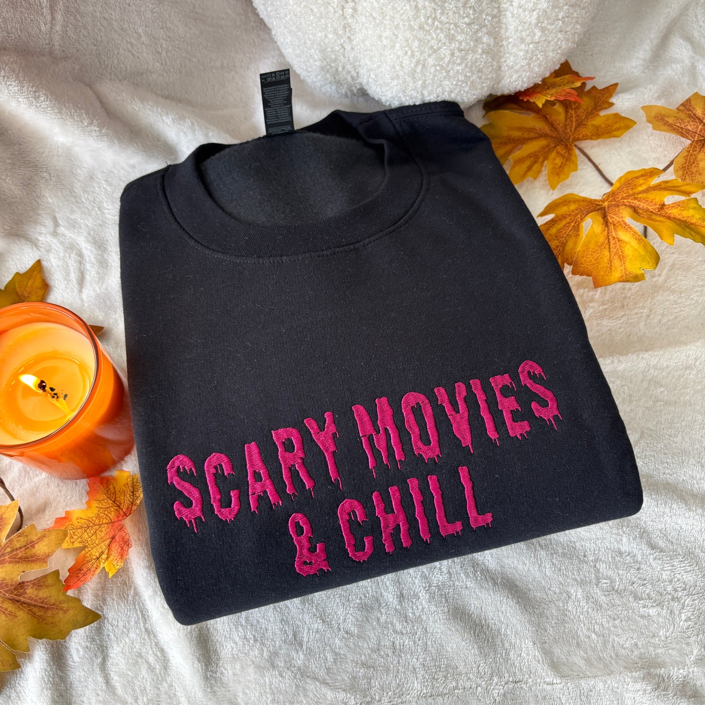 SCARY MOVIES & CHILL EMBROIDERED SWEATSHIRT