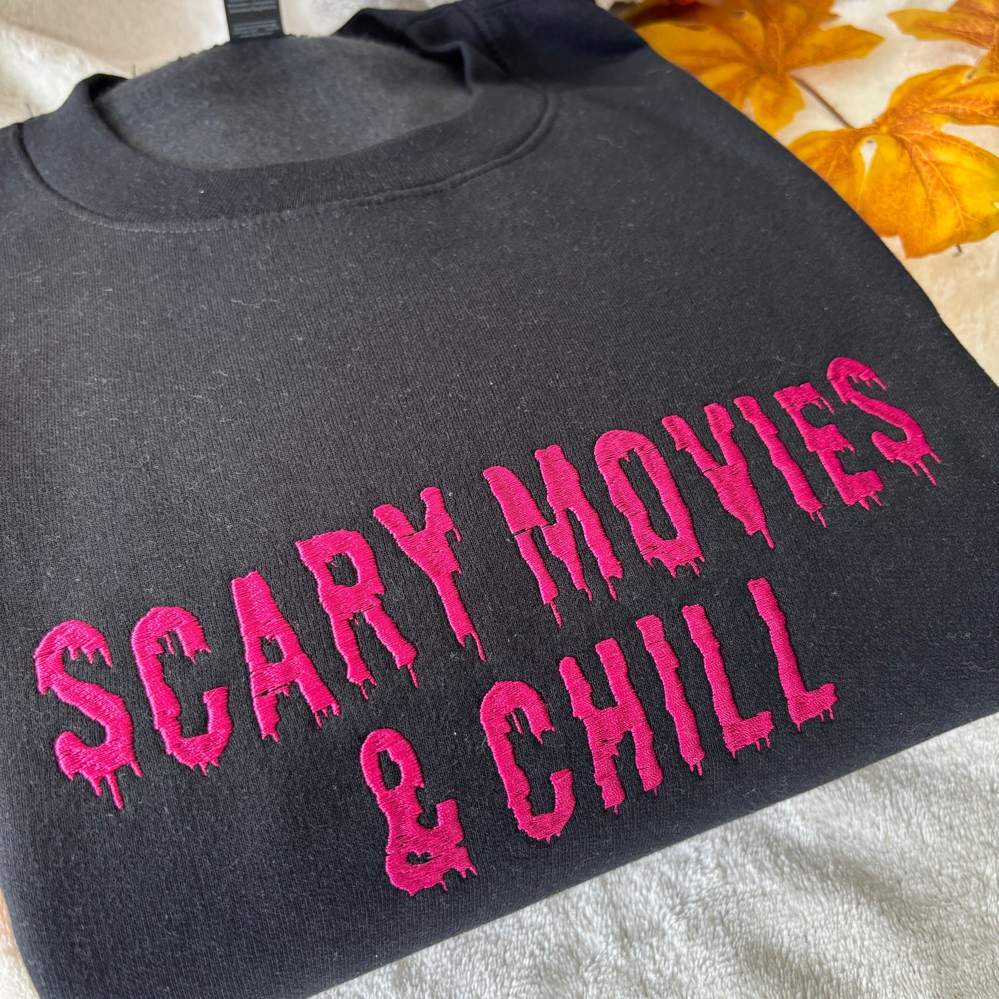 SCARY MOVIES & CHILL EMBROIDERED SWEATSHIRT