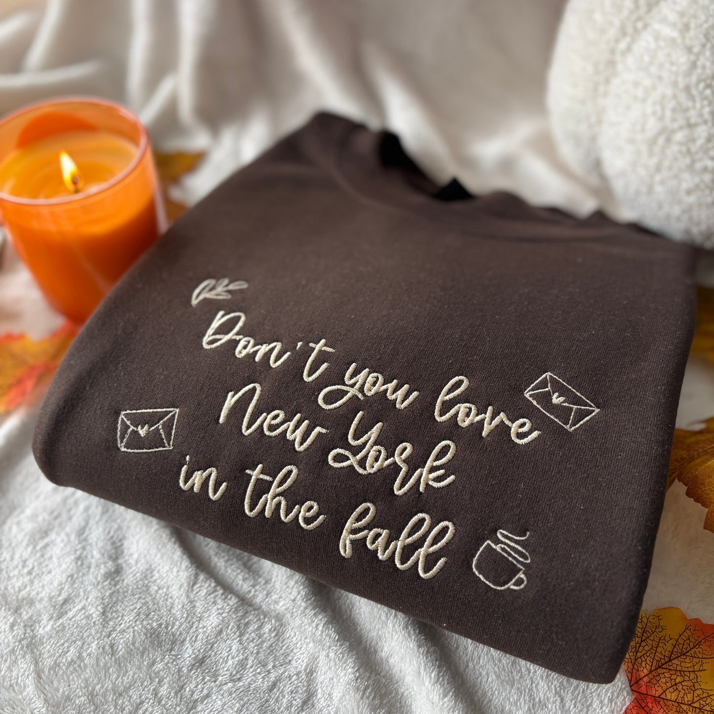 DON'T YOU LOVE NEW YORK IN THE FALL EMBROIDERED SWEATSHIRT