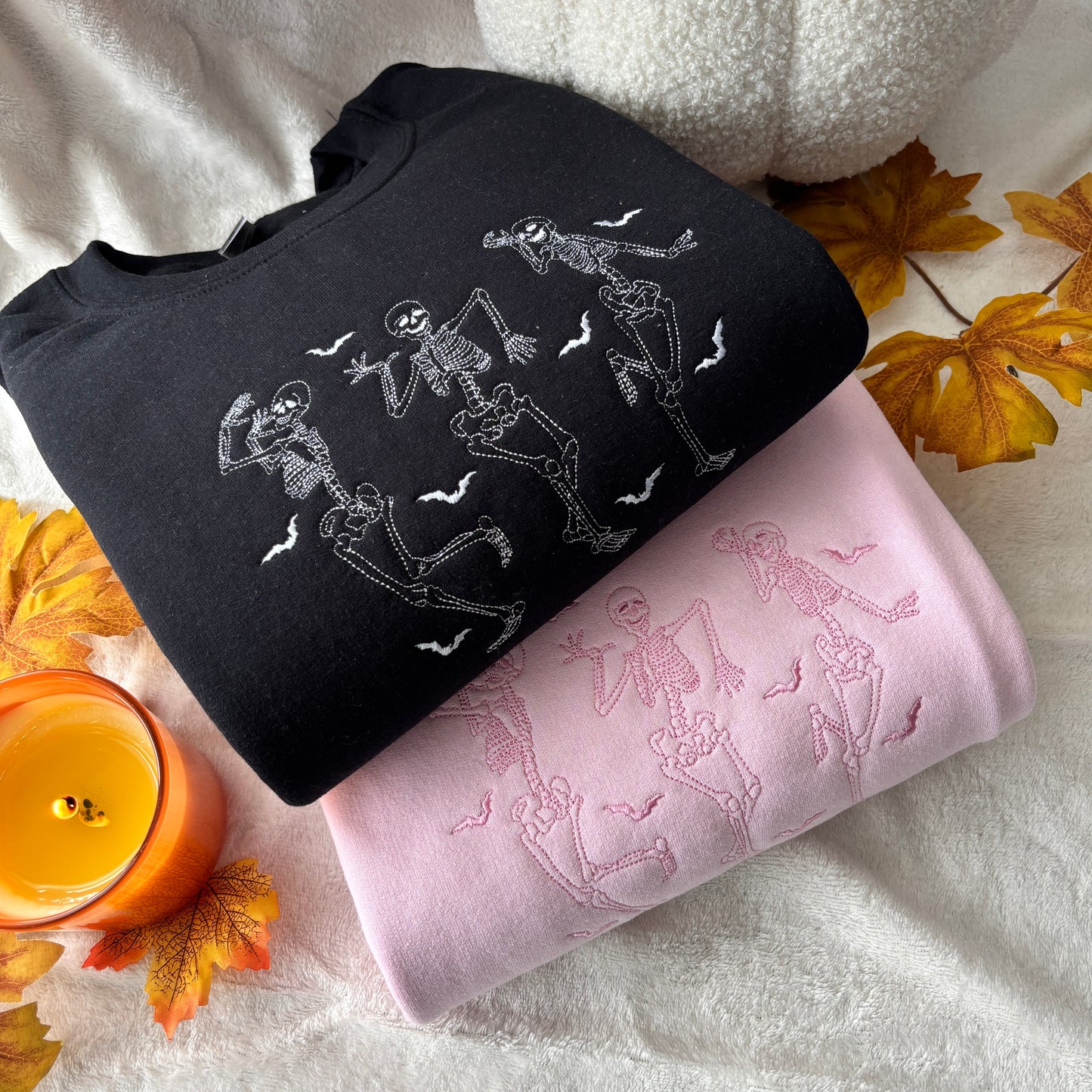 DANCING SKELETONS EMBROIDERED T-SHIRT/SWEATSHIRT
