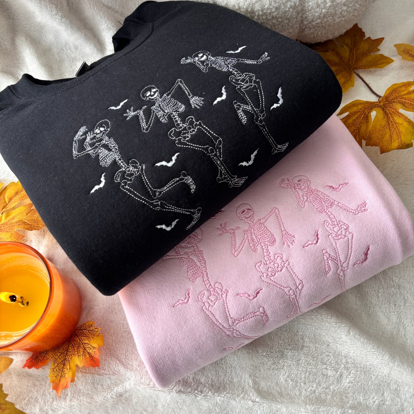 DANCING SKELETONS EMBROIDERED T-SHIRT/SWEATSHIRT