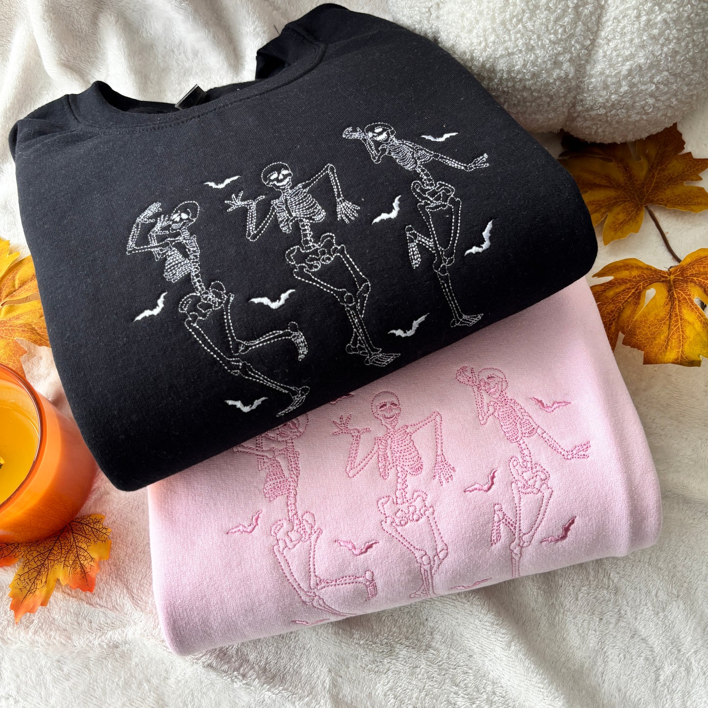 DANCING SKELETONS EMBROIDERED T-SHIRT/SWEATSHIRT