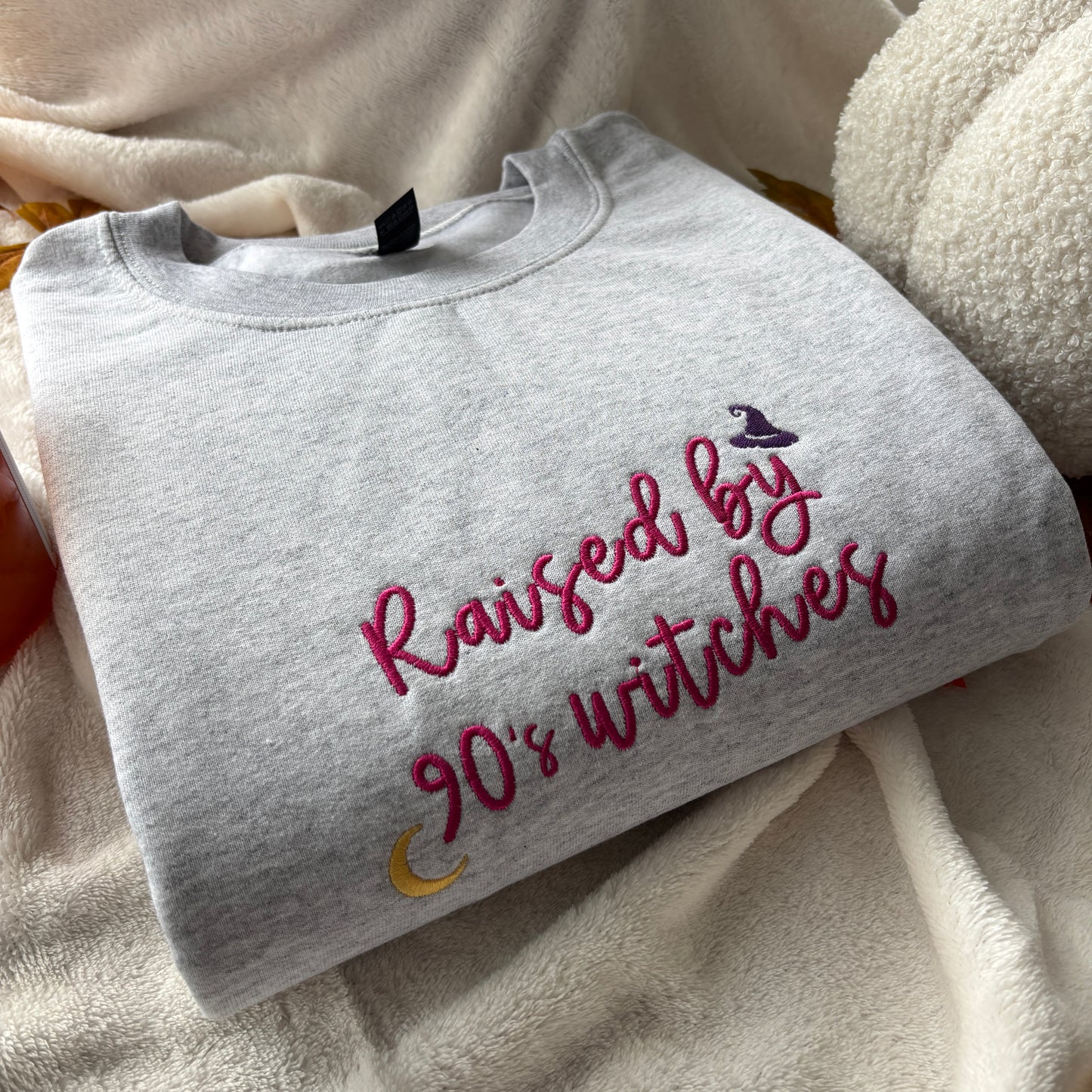RAISED BY 90s WITCHES EMBROIDERED SWEATSHIRT