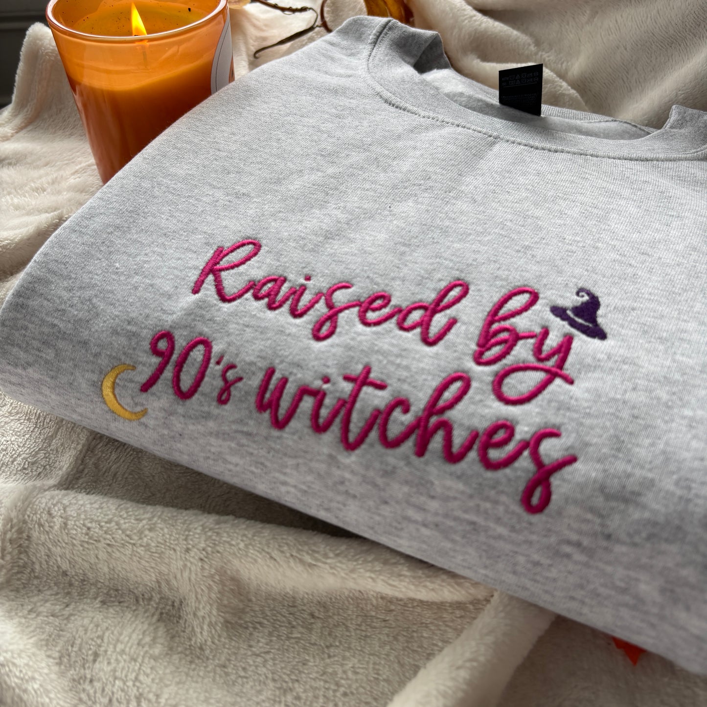RAISED BY 90s WITCHES EMBROIDERED SWEATSHIRT