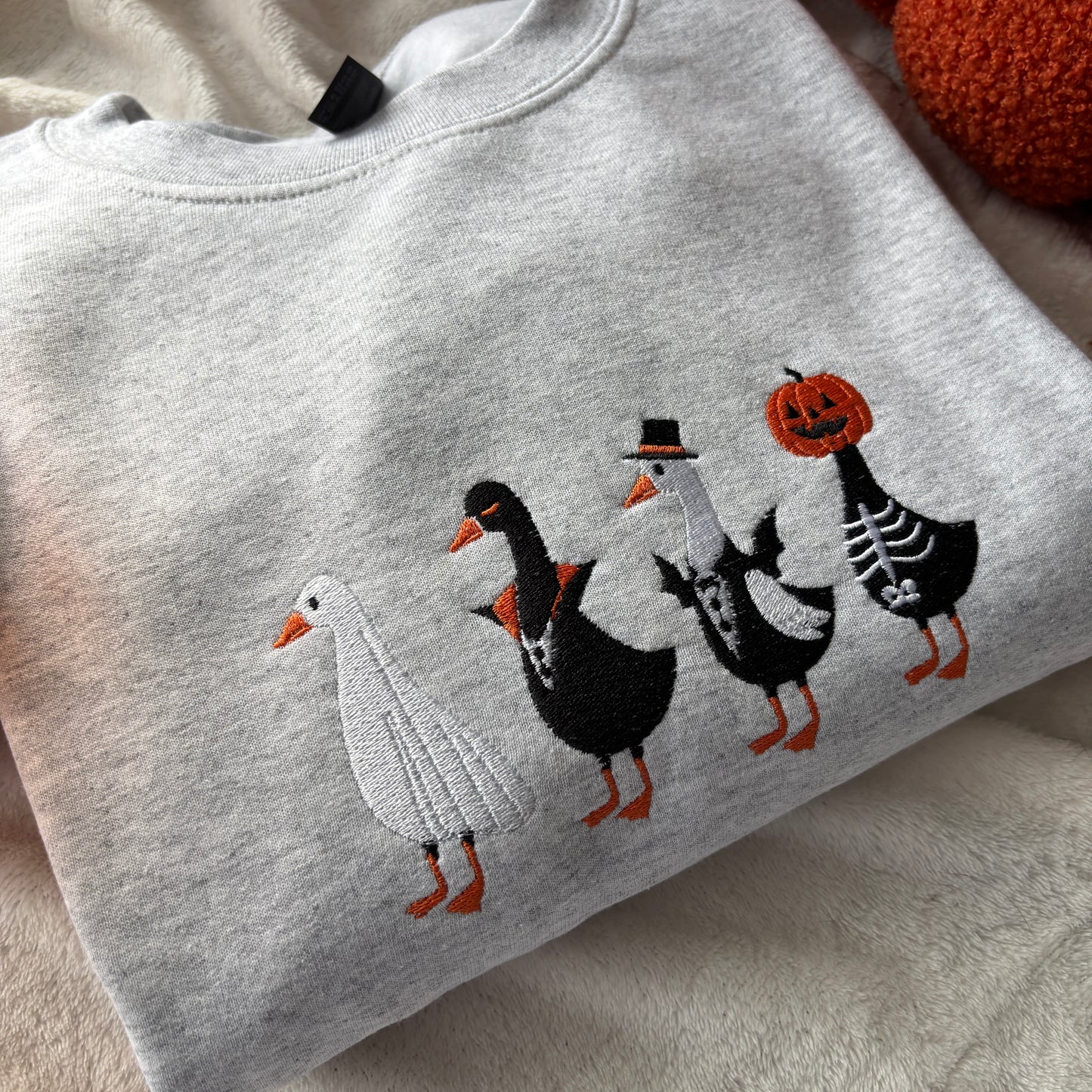 SILLY HALLOWEEN GEESE EMBROIDERED SWEATSHIRT