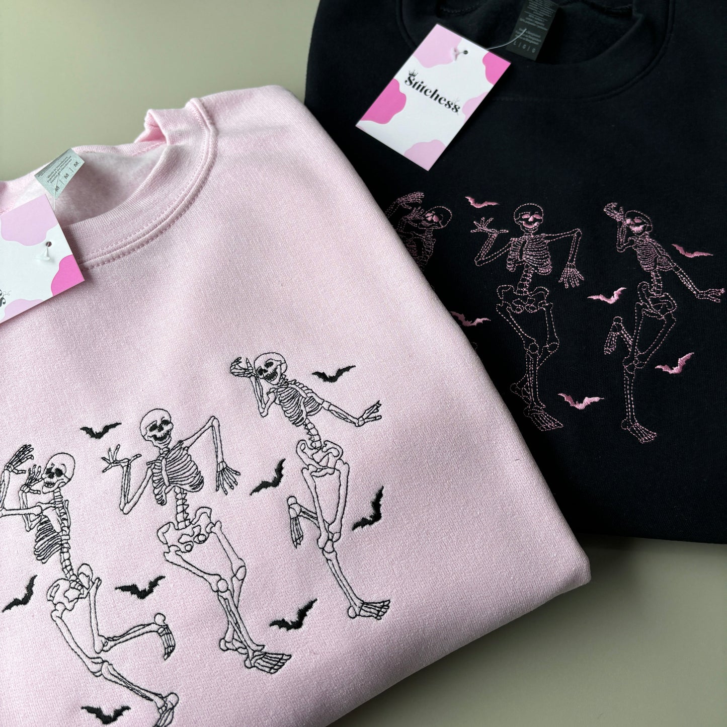 DANCING SKELETONS EMBROIDERED T-SHIRT/SWEATSHIRT