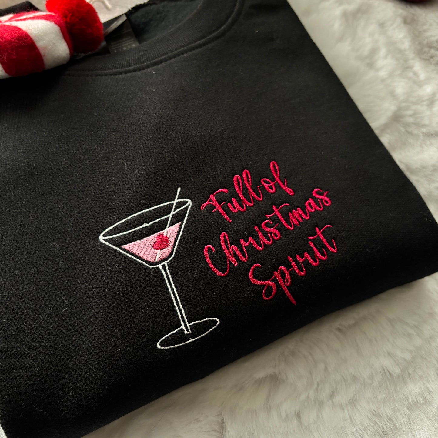 FULL OF CHRISTMAS SPIRIT EMBROIDERED SWEATSHIRT