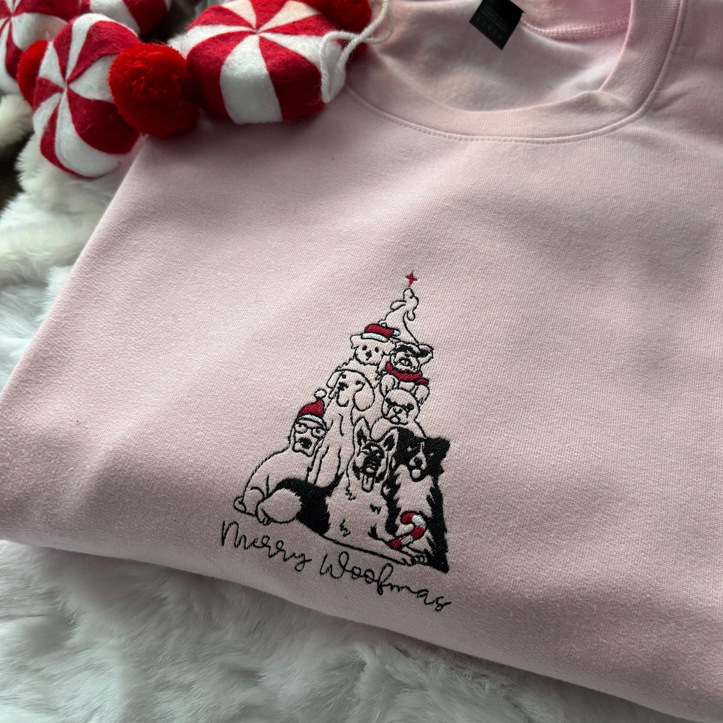MERRY WOOFMAS EMBROIDERED SWEATSHIRT