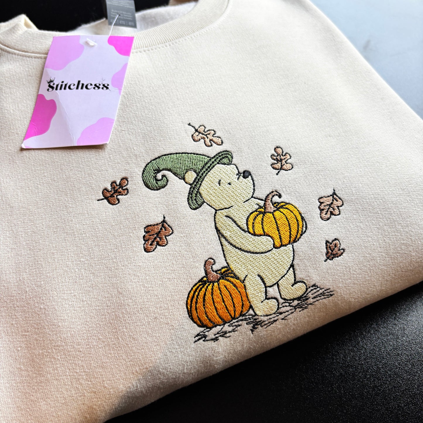 READY TO SHIP 4XL BEIGE WITCHY WINNIE EMBROIDERED SWEATSHIRT