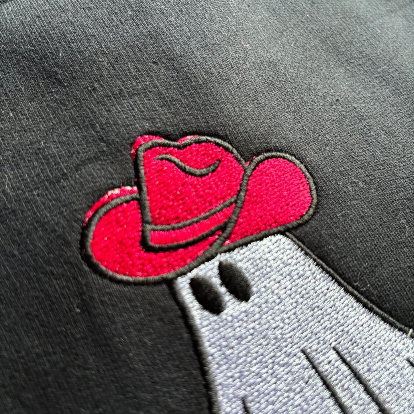 LARGE BLACK COWBOY GHOST EMBROIDERED SWEATSHIRT *SECONDS*