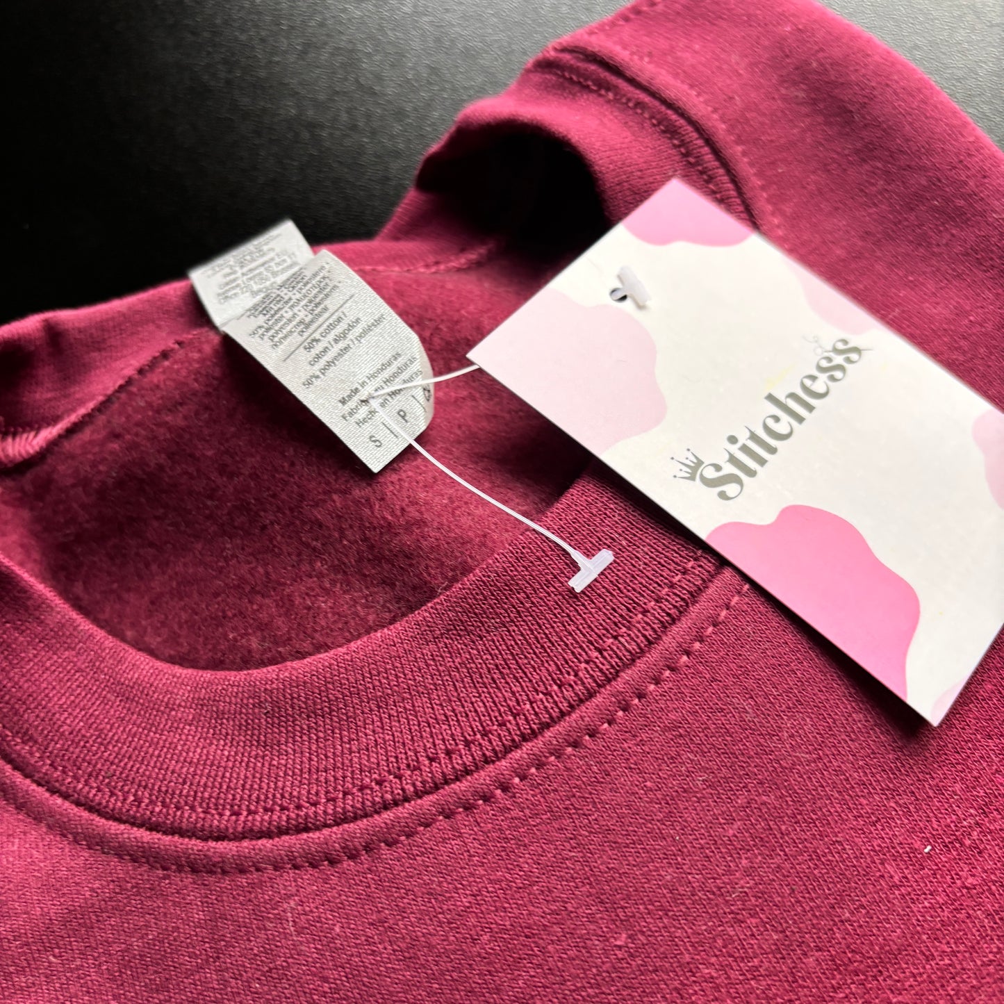 SMALL BURGUNDY LET ME PANIC EMBROIDERED SWEATSHIRT *SAMPLE*