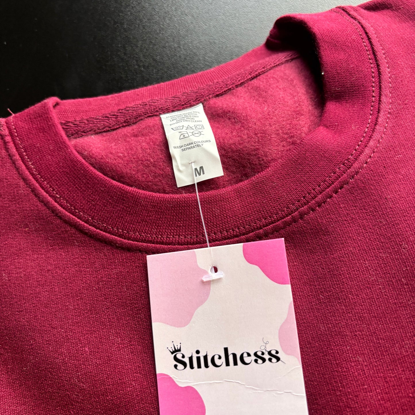 MEDIUM BURG LET ME OVERTHINK EMBROIDERED SWEATSHIRT *SAMPLE*