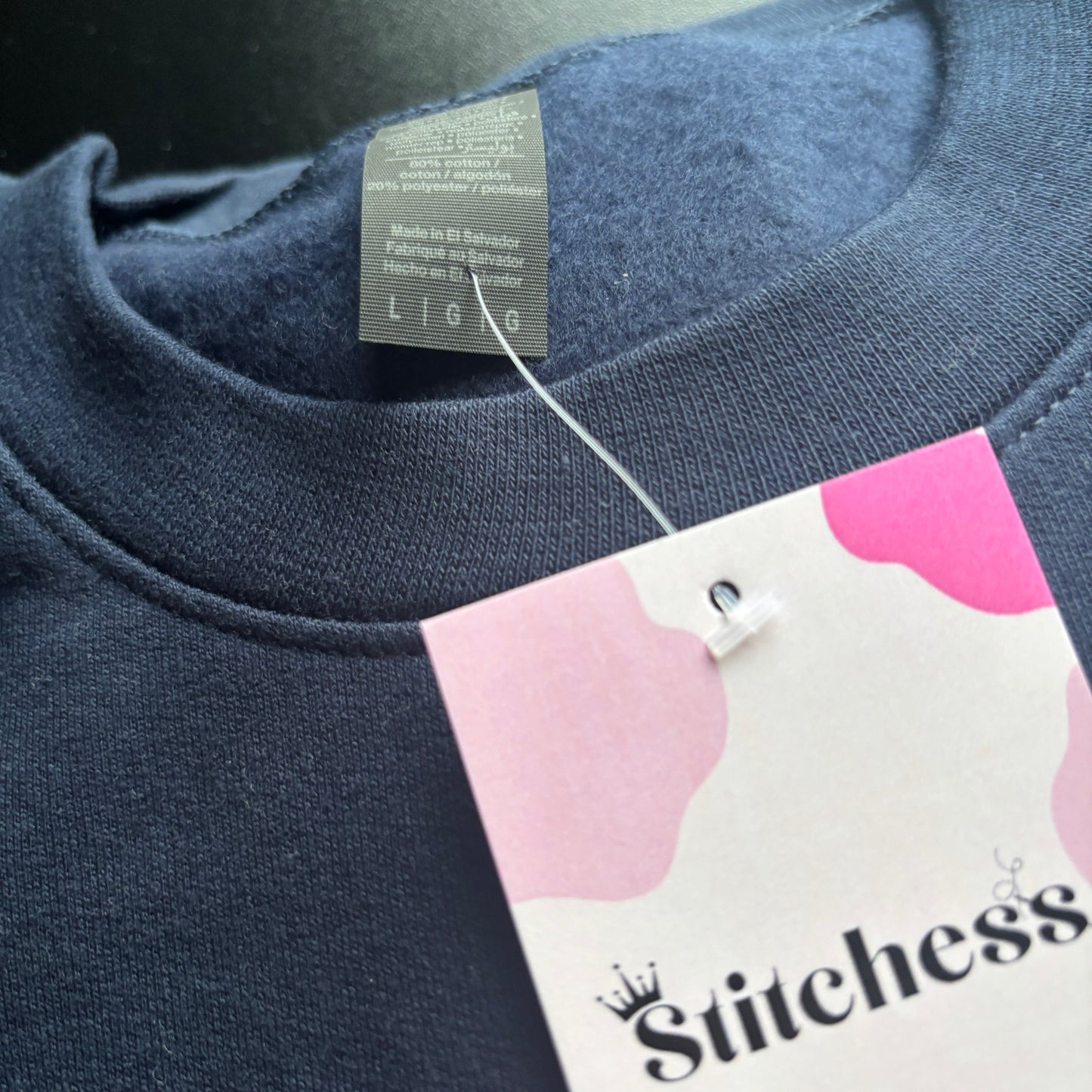 LARGE NAVY LET ME PANIC EMBROIDERED SWEATSHIRT *SAMPLE*