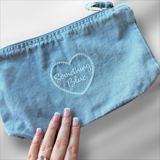 SOMETHING BLUE EMBROIDERED ACCESSORY/ MAKEUP BAG