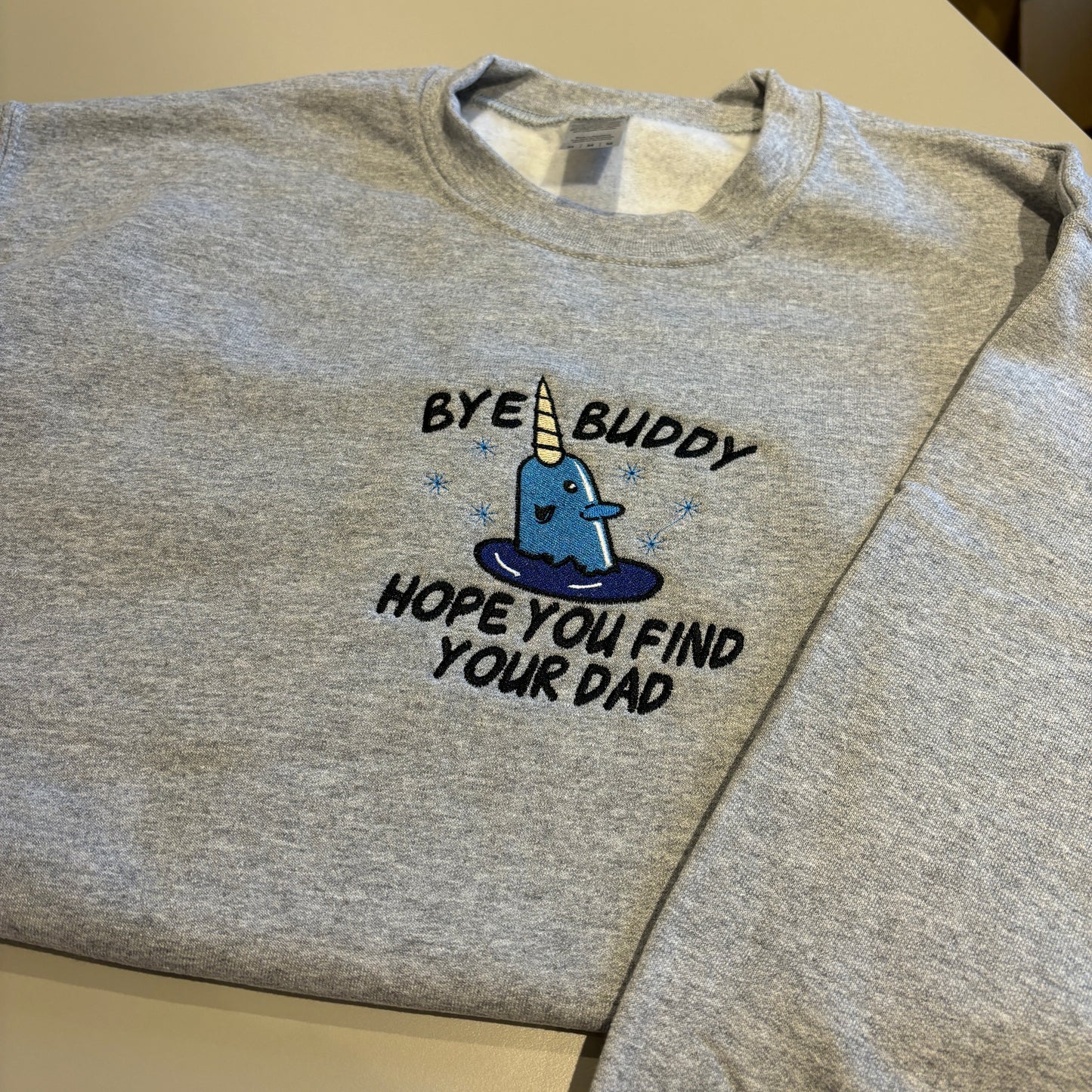 MEDIUM MARL BYE BUDDY NARWHAL SWEATSHIRT