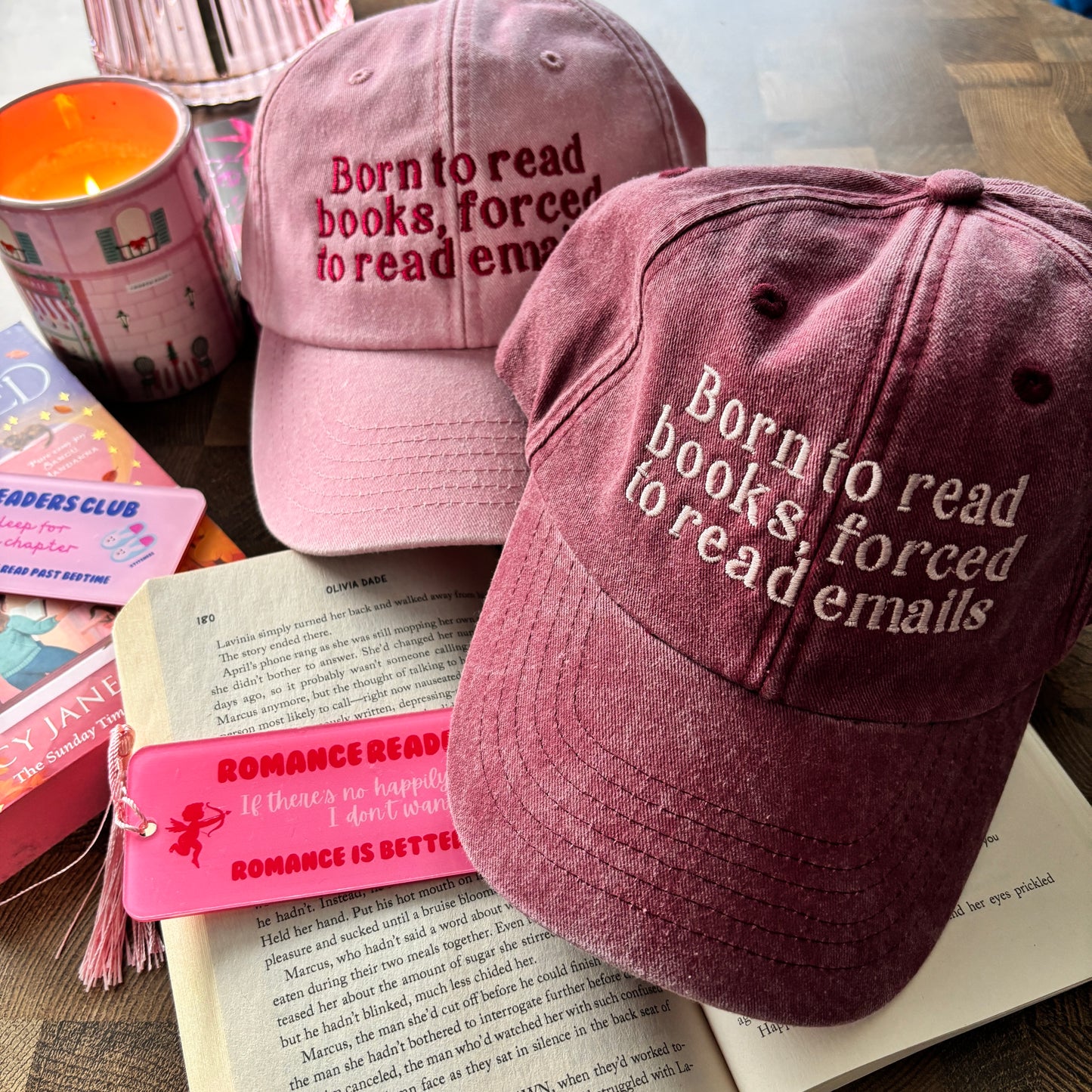 BORN TO READ BOOKS FORCED TO READ EMAILS EMBROIDERED CAP