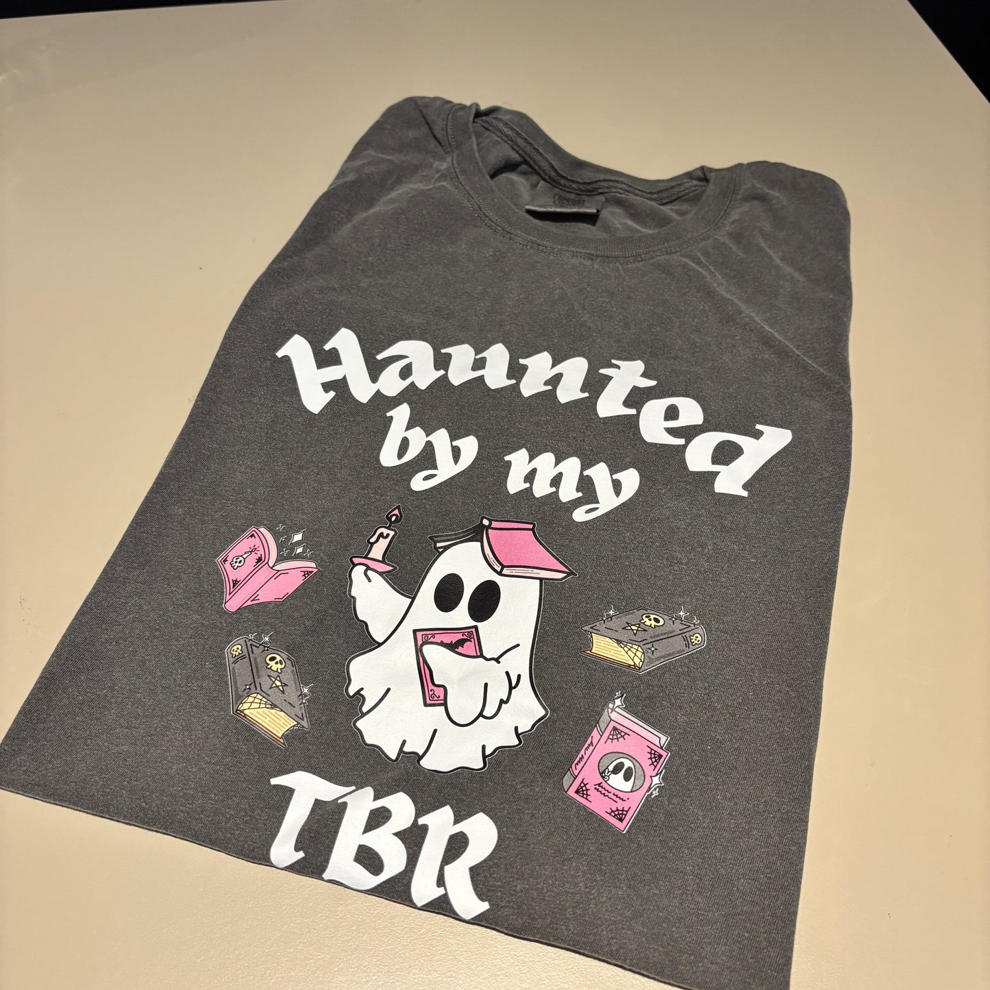 LARGE CHARCOAL LADIES (COMFORT COLORS) HAUNTED TBR TEE
