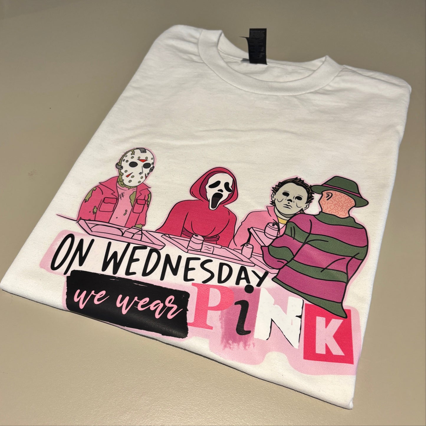 MEDIUM WHITE ON WEDNESDAYS WE WEAR PINK TEE