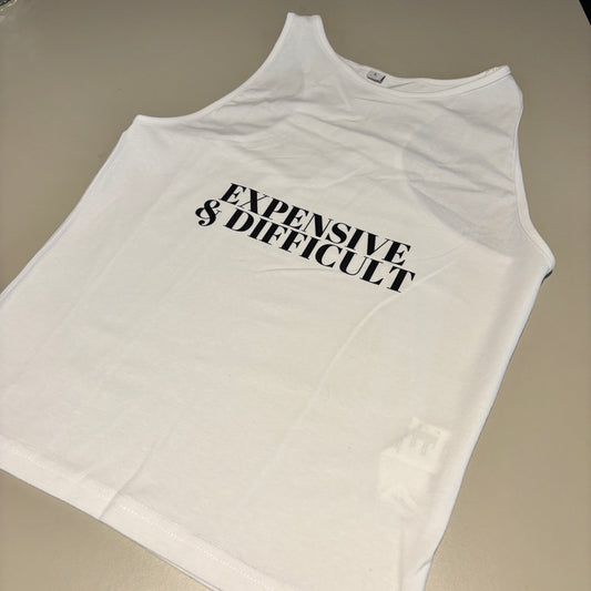LARGE WHITE TANK TOP (STRETCH) EXPENSIVE & DIFFICULT