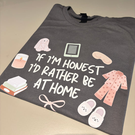 LARGE CHARCOAL RATHER BE AT HOME TEE