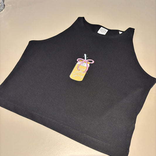 LARGE CROP TANK TOP (STRETCHY) ICED COFFEE GIRLIE