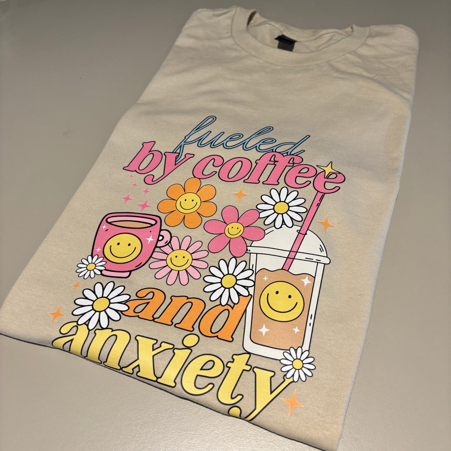 MEDIUM BEIGE FUELED BY COFFEE & ANXIETY TEE