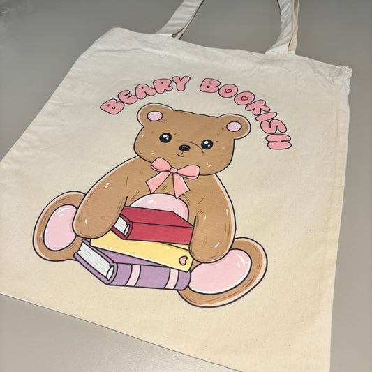 BEARY BOOKISH NATURAL TOTE