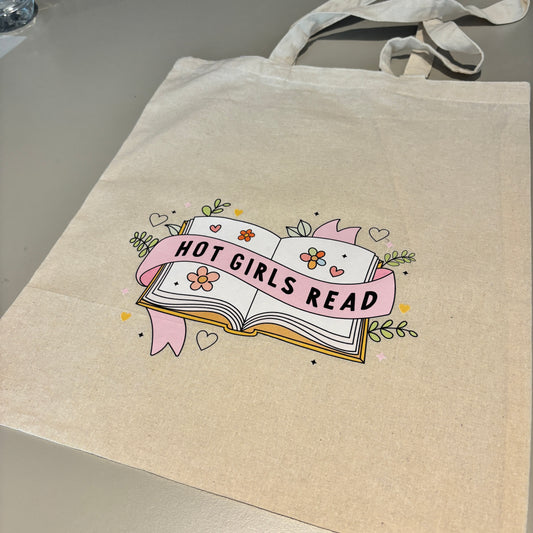 HOT GIRLS READ NATURAL LIGHTWEIGHT TOTE
