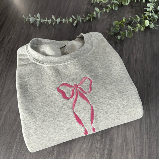 BOW EMBROIDERED SWEATSHIRT