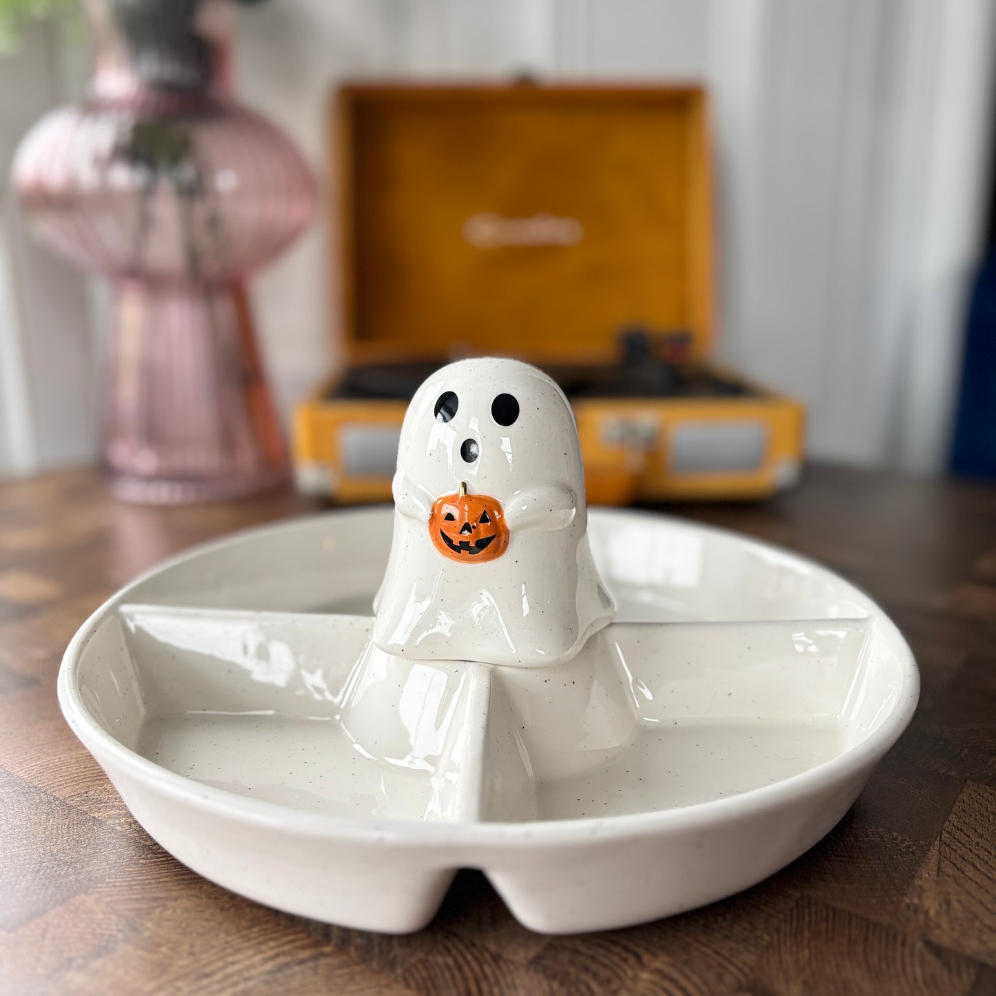 SPOOKY GHOST CERAMIC SNACK DISH