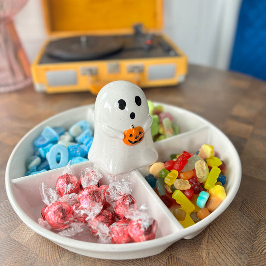 SPOOKY GHOST CERAMIC SNACK DISH